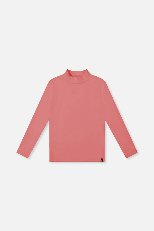 Brushed Rib Mock Neck Top Pink