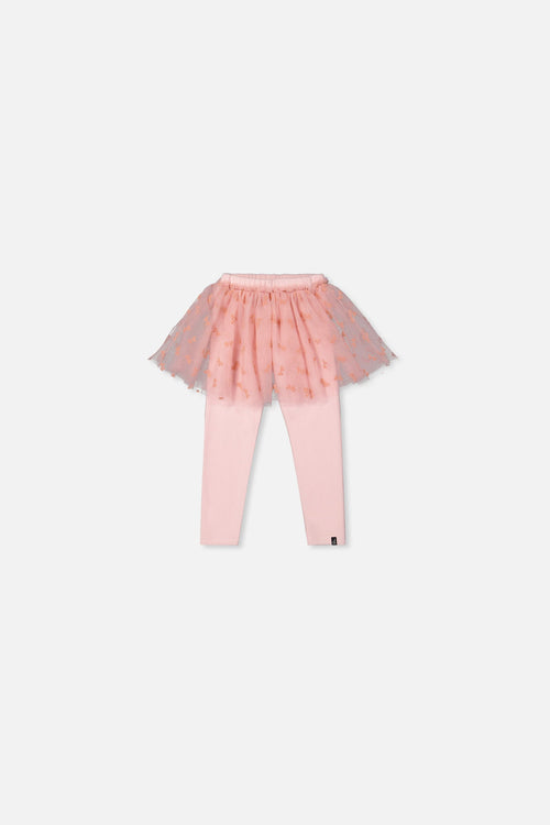 Legging avec jupe en tulle vieux rose pâle pour bébé