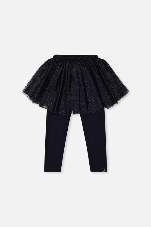 Leggings With Integrated Tulle Skirt Dark Blue - J20YG81_04810