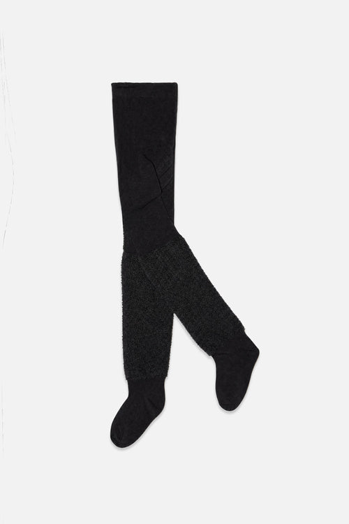 Collants en tricot texturé bouclé noir