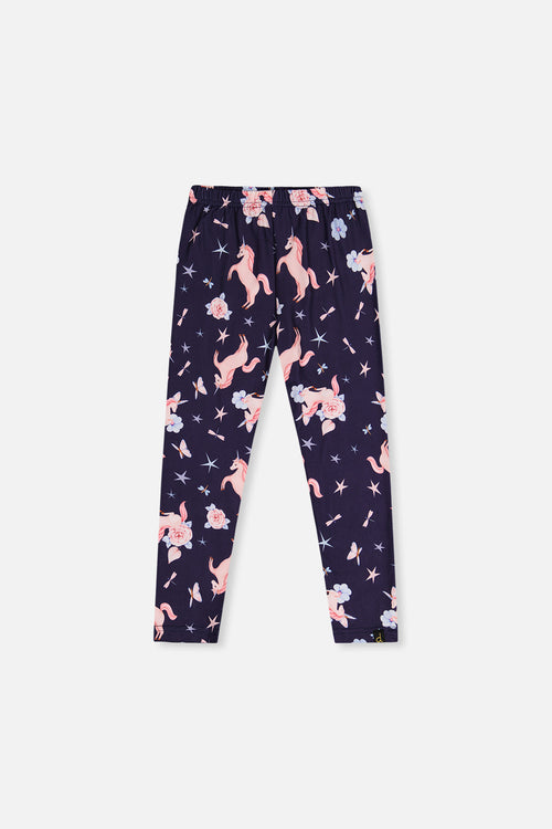 Printed Leggings Navy Unicorn Print - J20Z61_2J083
