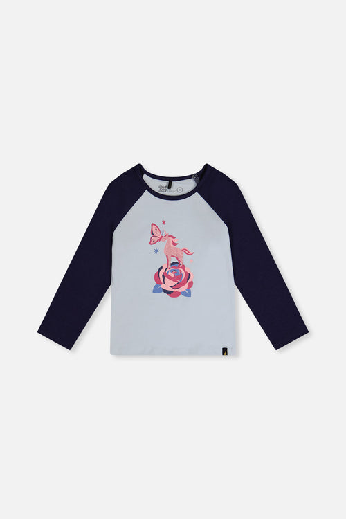 Raglan Organic Cotton T-Shirt Dark And Pale Blue - J20Z70_04970