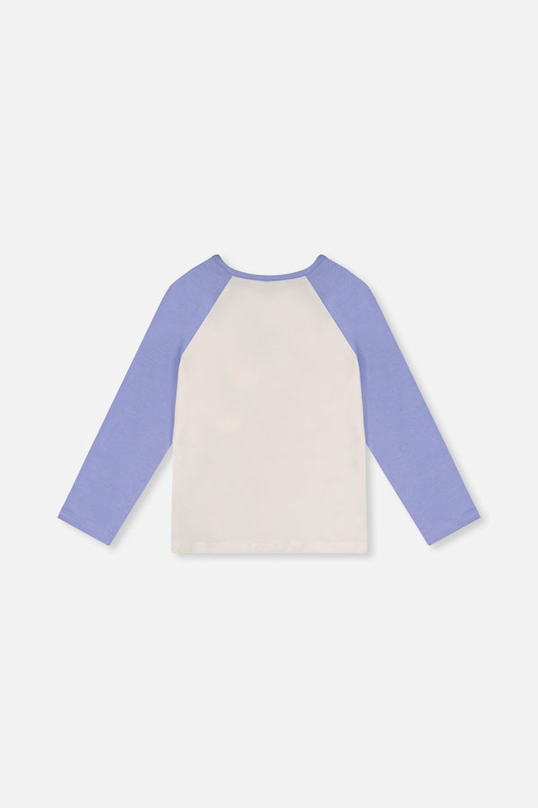 Raglan Organic Cotton T-Shirt Violet And Off-White - J20Z70_05011
