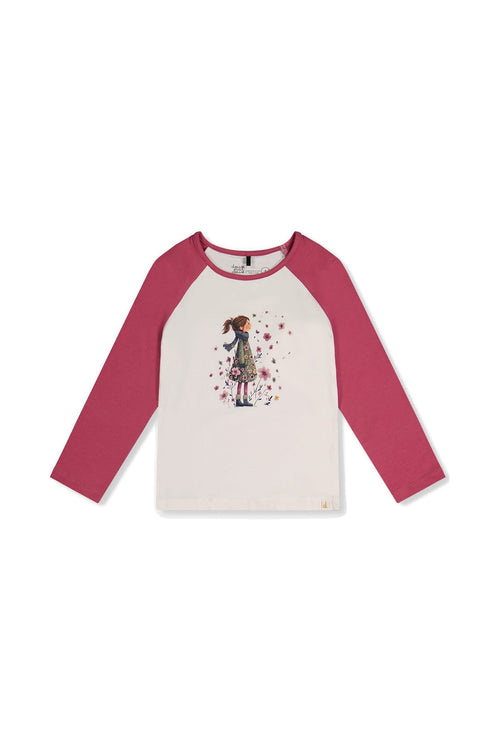 Raglan Organic Cotton T-Shirt Pinkish Violet And White - J20Z70_05700