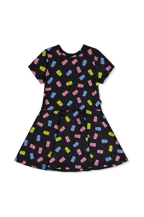 Short Sleeve Dress Black Printed Gummy Bears - J20Z85_2J033
