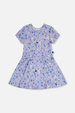 Short Sleeve Dress Purple Unicorn Print - J20Z85_2J289
