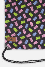 Drawstring Bag Black Printed Gummy Bears - J20ZSC_2J033
