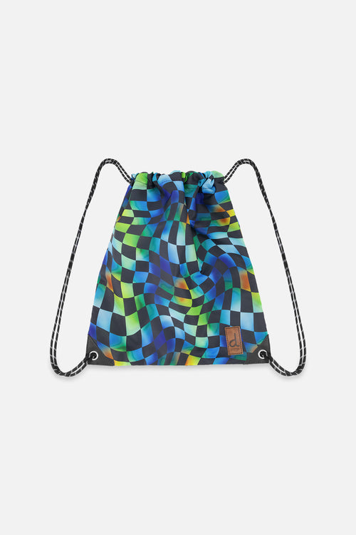 Drawstring Bag Blue Checkered Print - J20ZSC_2J054