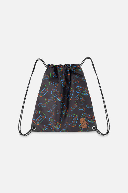 Drawstring Bag Black Printed Controller - J20ZSC_2J090