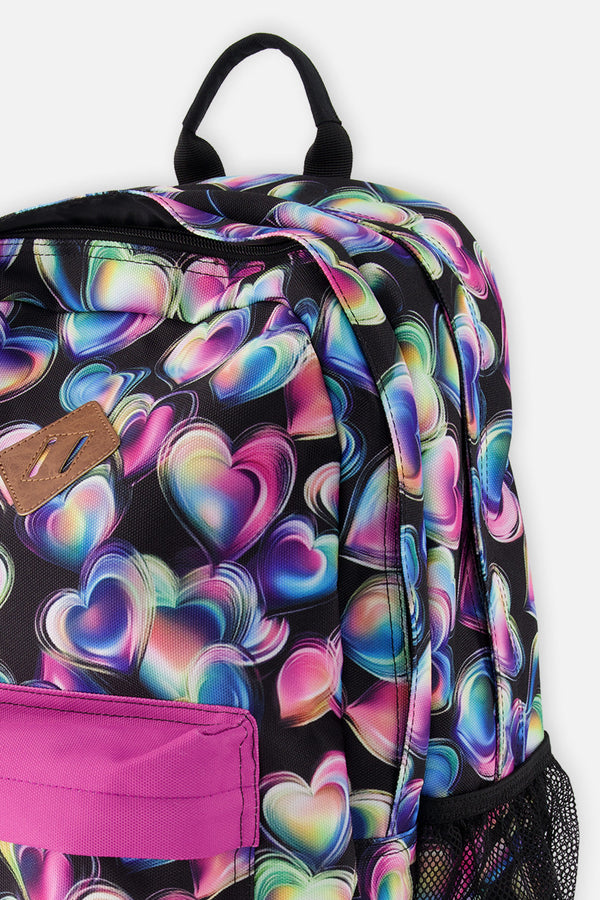 Kids Backpack Black Printed With Hearts - J20ZSD_2J028