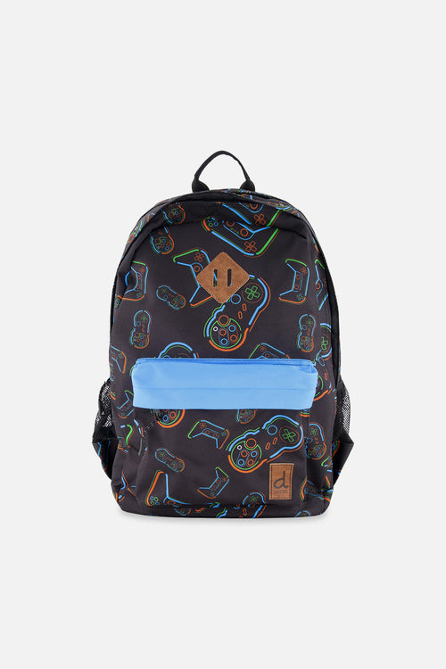 Kids Backpack Black Printed Controller - J20ZSD_2J090
