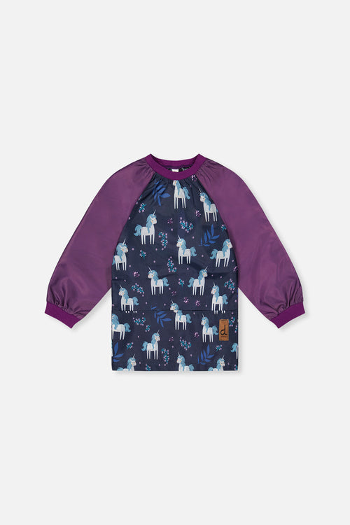 Tablier bleu et violet imprimé licornes