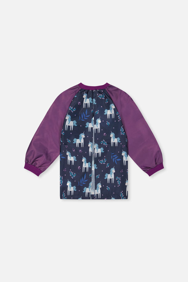 Tablier bleu et violet imprimé licornes
