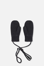 Baby Knit Mittens With String Black - J20ZW06_09990