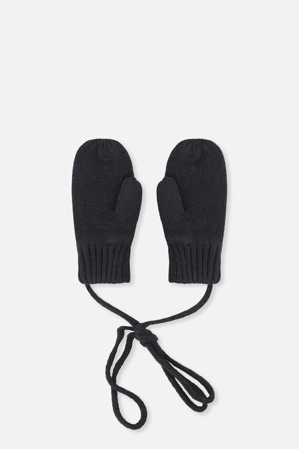 Baby Knit Mittens With String Black - J20ZW06_09990