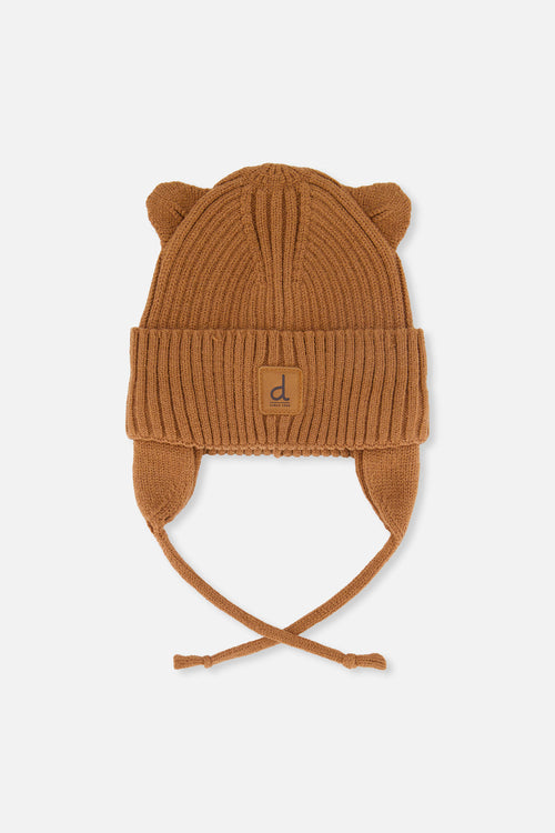 Baby Knit Hat With Strings Brown Sugar - J20ZW08_01740