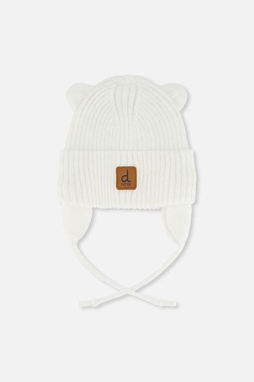 Baby Knit Hat With Strings Off-White - J20ZW08_01880