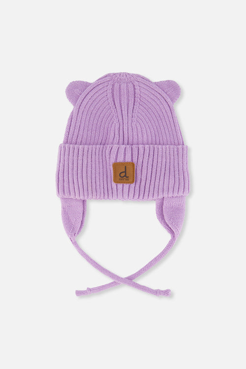 Baby Knit Hat With Strings Lavender - J20ZW08_05440