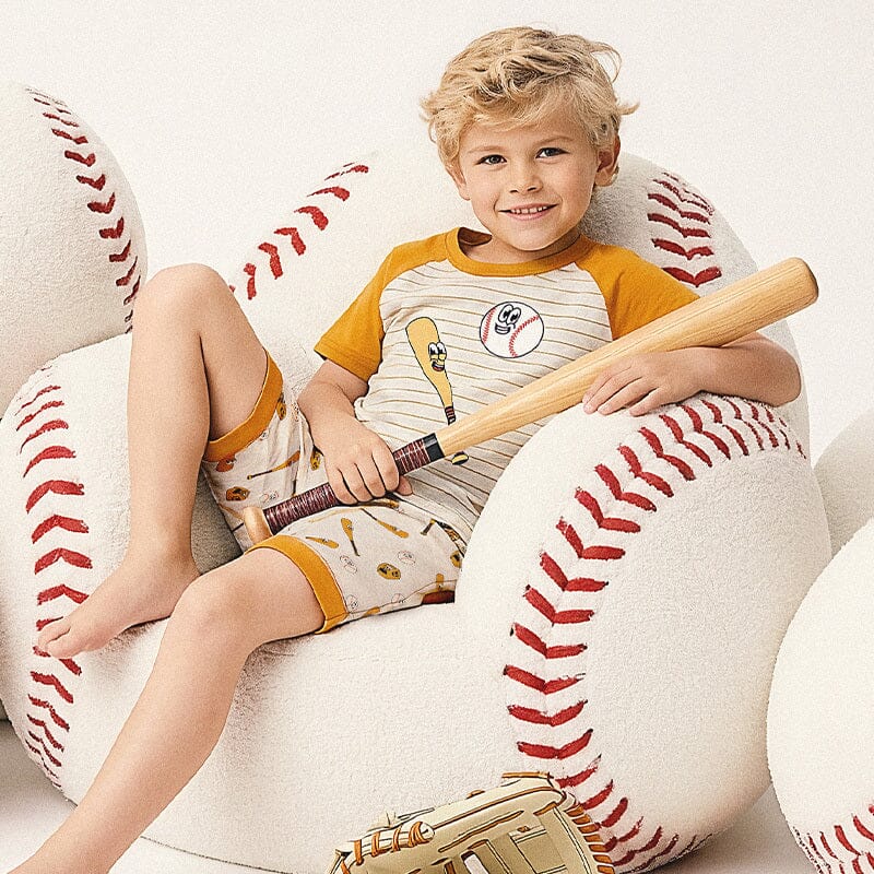 Boy in a printed organic cotton summer pajama set