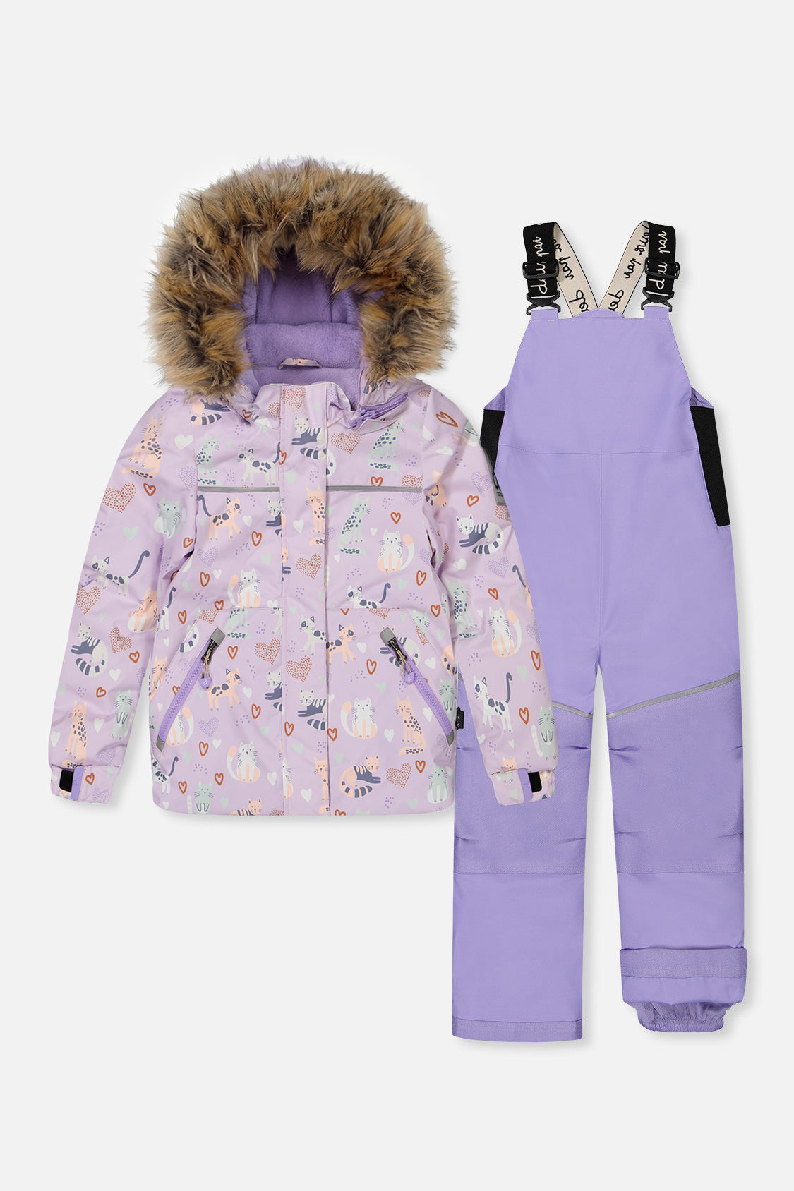 Two Piece Discover Snowsuit Purple Printed Cats