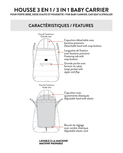 3-In-1 Multifunction Cover For Car Seat, Stroller, And Baby Carrier In Off-White - H10A403_165