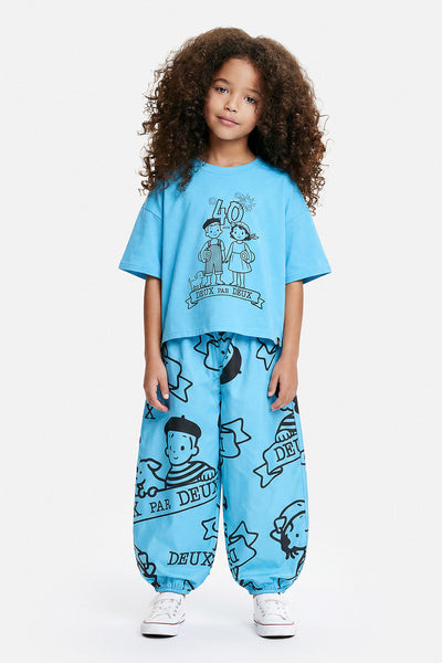 40. Jubiläums-Grafik-T-Shirt Himmelblau