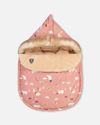 Bunting Bag Ancient Rose With Bear Print Snowsuits Deux par Deux 