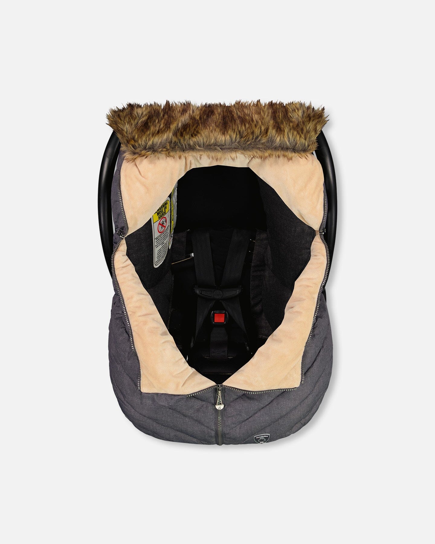 Winter Car Seat Cover Dark Grey With Textured Print Snowsuits Deux par Deux 