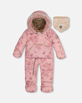 One Piece Baby Car Seat Snowsuit With Vintage Flower Print