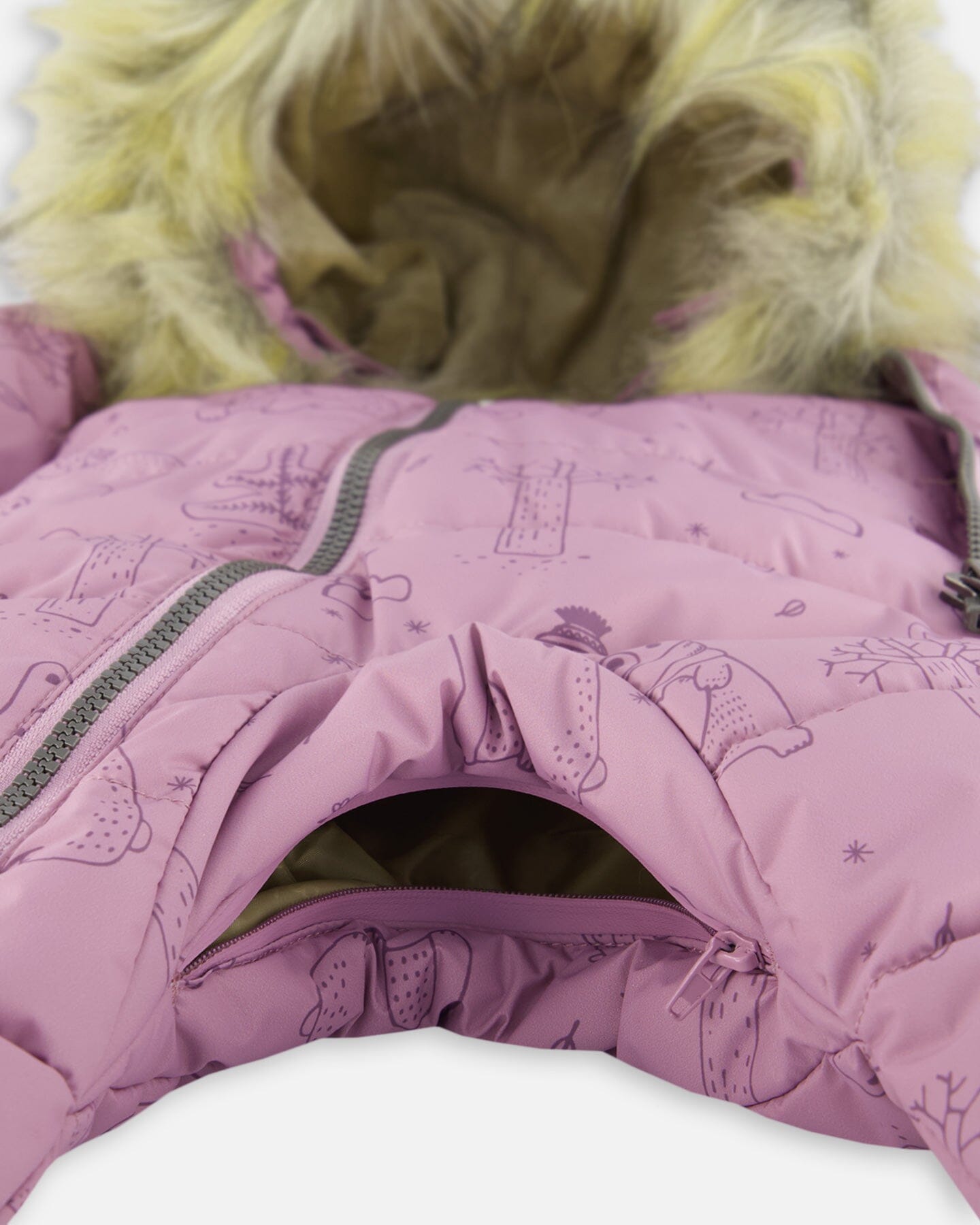 One Piece Baby Car Seat Snowsuit With Lilac Forest Friends Print Snowsuits Deux par Deux 