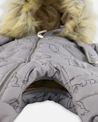 One Piece Baby Car Seat Snowsuit With Grey Arctic Friends Print Snowsuits Deux par Deux 