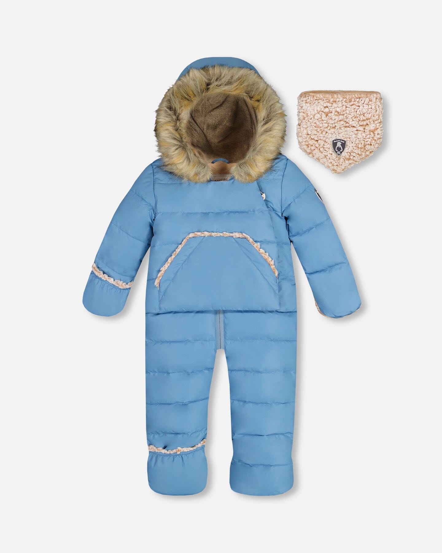 One Piece Baby Car Seat Snowsuit Sky Blue Snowsuits Deux par Deux 