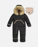 One Piece Baby Car Seat Snowsuit Midnight Black Snowsuits Deux par Deux 