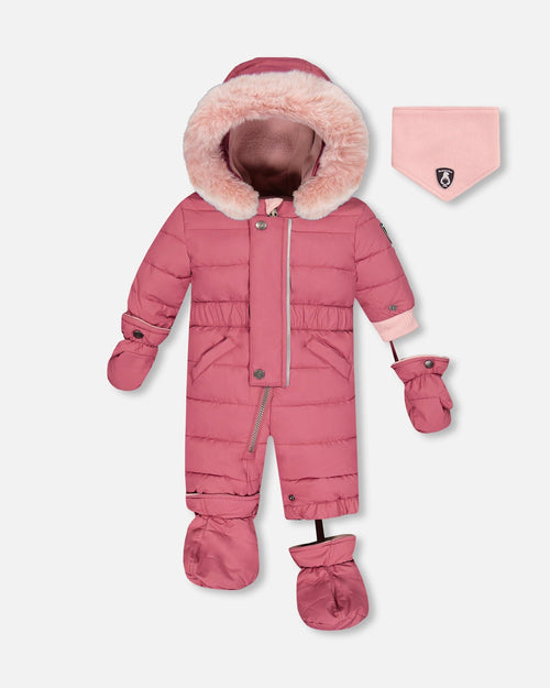 Solid One Piece Baby Snowsuit Burgundy Snowsuits Deux par Deux 