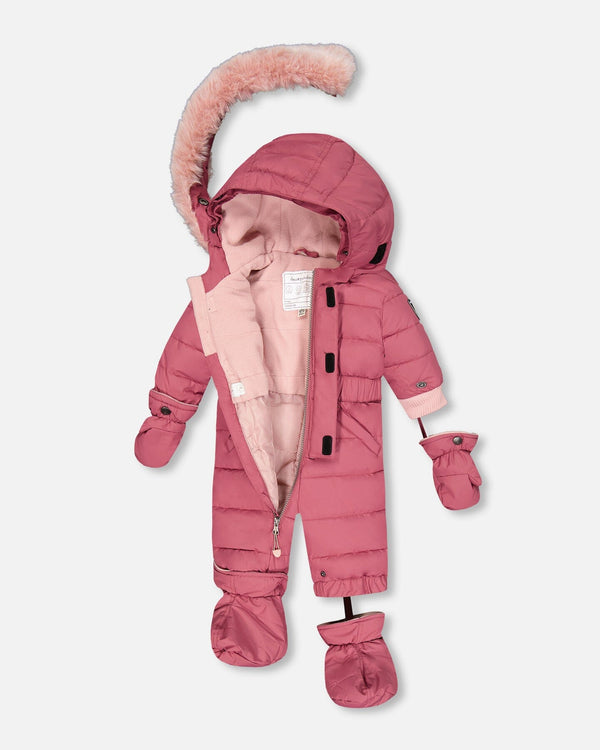 Solid One Piece Baby Snowsuit Burgundy Snowsuits Deux par Deux 