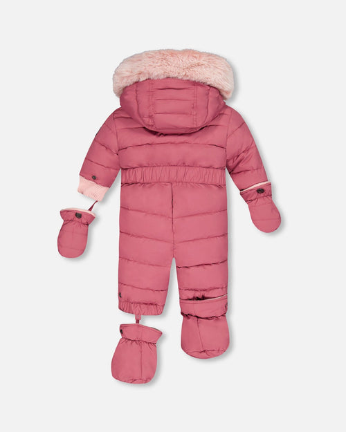 Solid One Piece Baby Snowsuit Burgundy Snowsuits Deux par Deux 