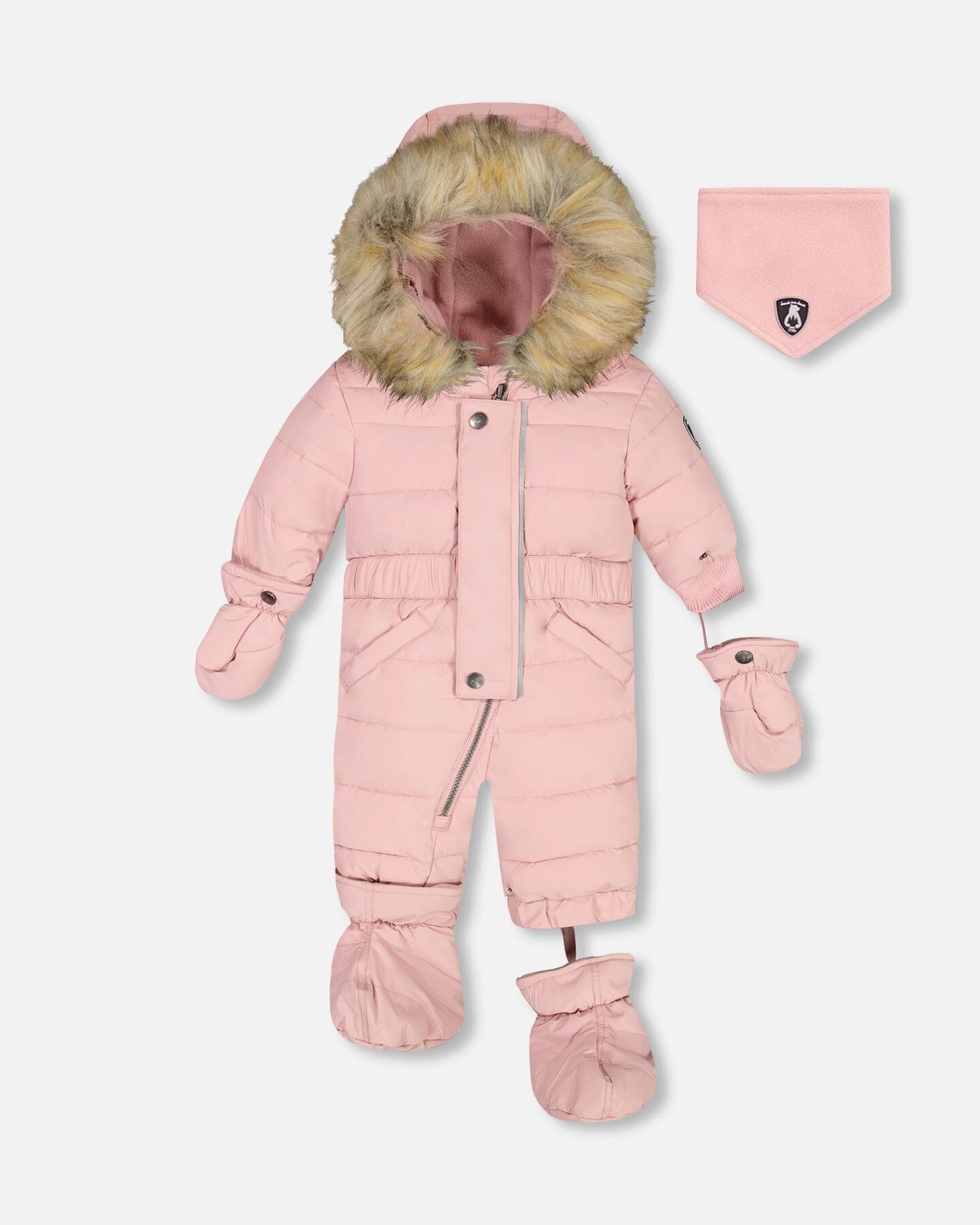 Solid One Piece Baby Snowsuit Pink Snowsuits Deux par Deux 