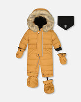 Solid One Piece Baby Snowsuit Brown Sugar