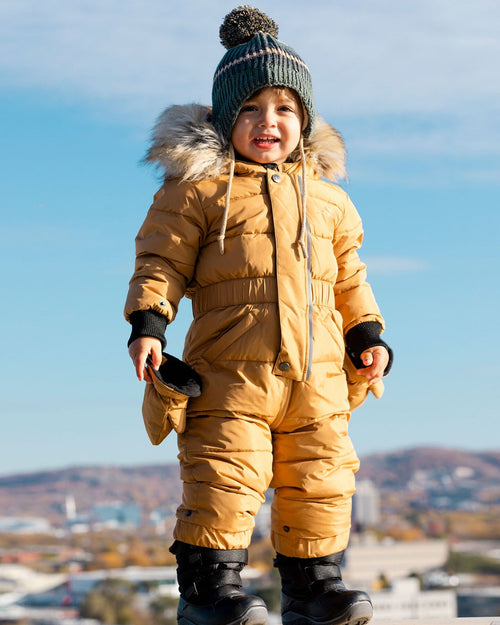 Solid One Piece Baby Snowsuit Brown Sugar Snowsuits Deux par Deux 