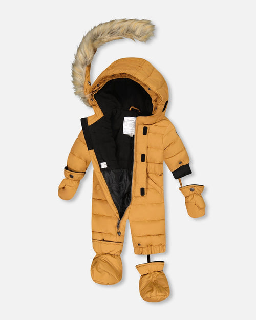 Solid One Piece Baby Snowsuit Brown Sugar Snowsuits Deux par Deux 