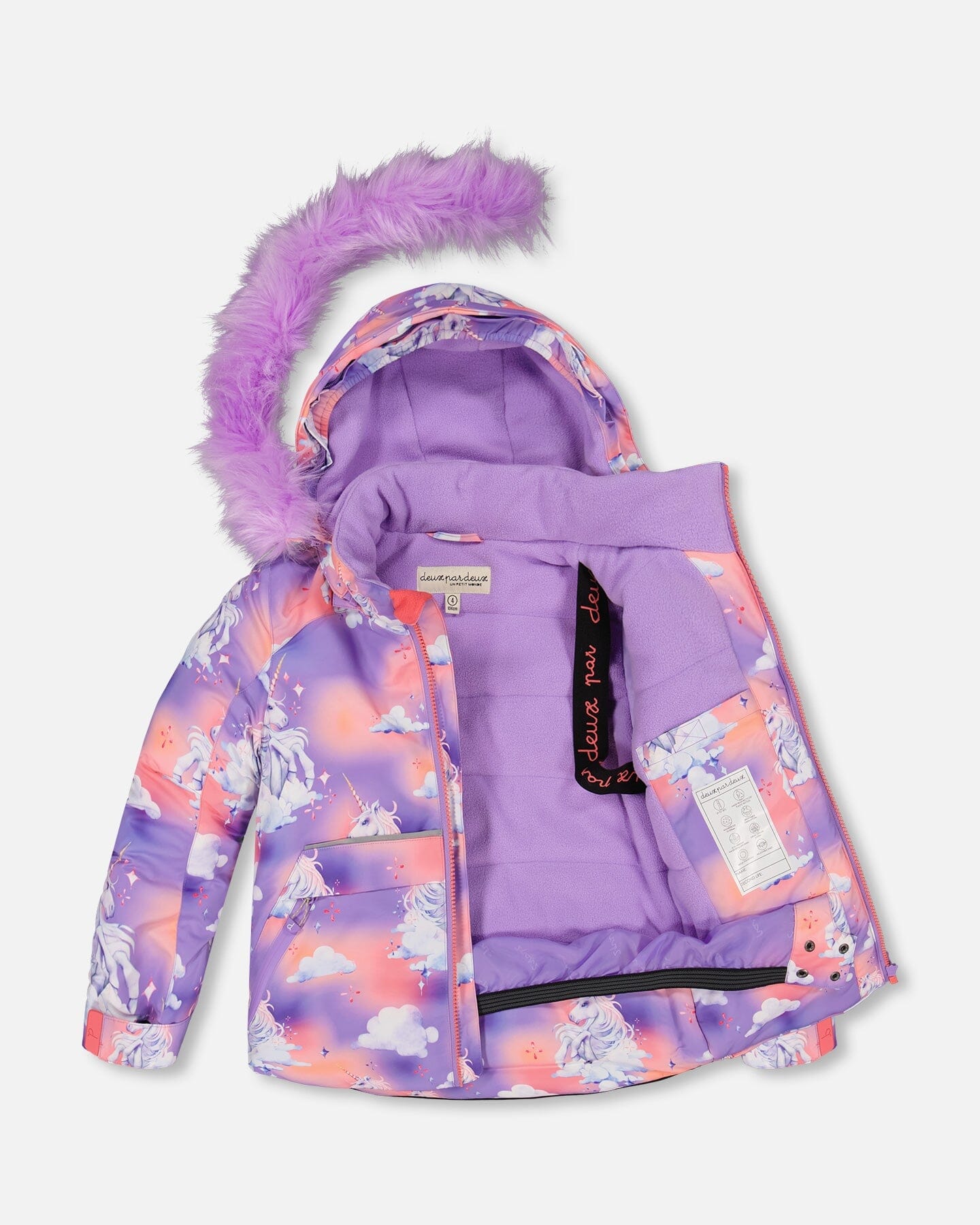 Two Piece Snowsuit Unicorns In The Clouds Print With Lavender Pant - F10D802_530