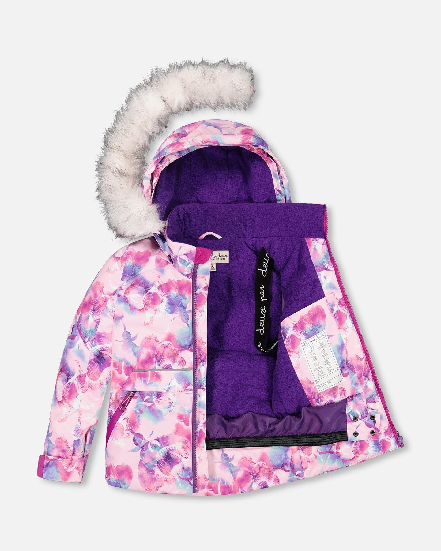 Two Piece Snowsuit Magenta With Watercolor Floral Print - F10E802_522