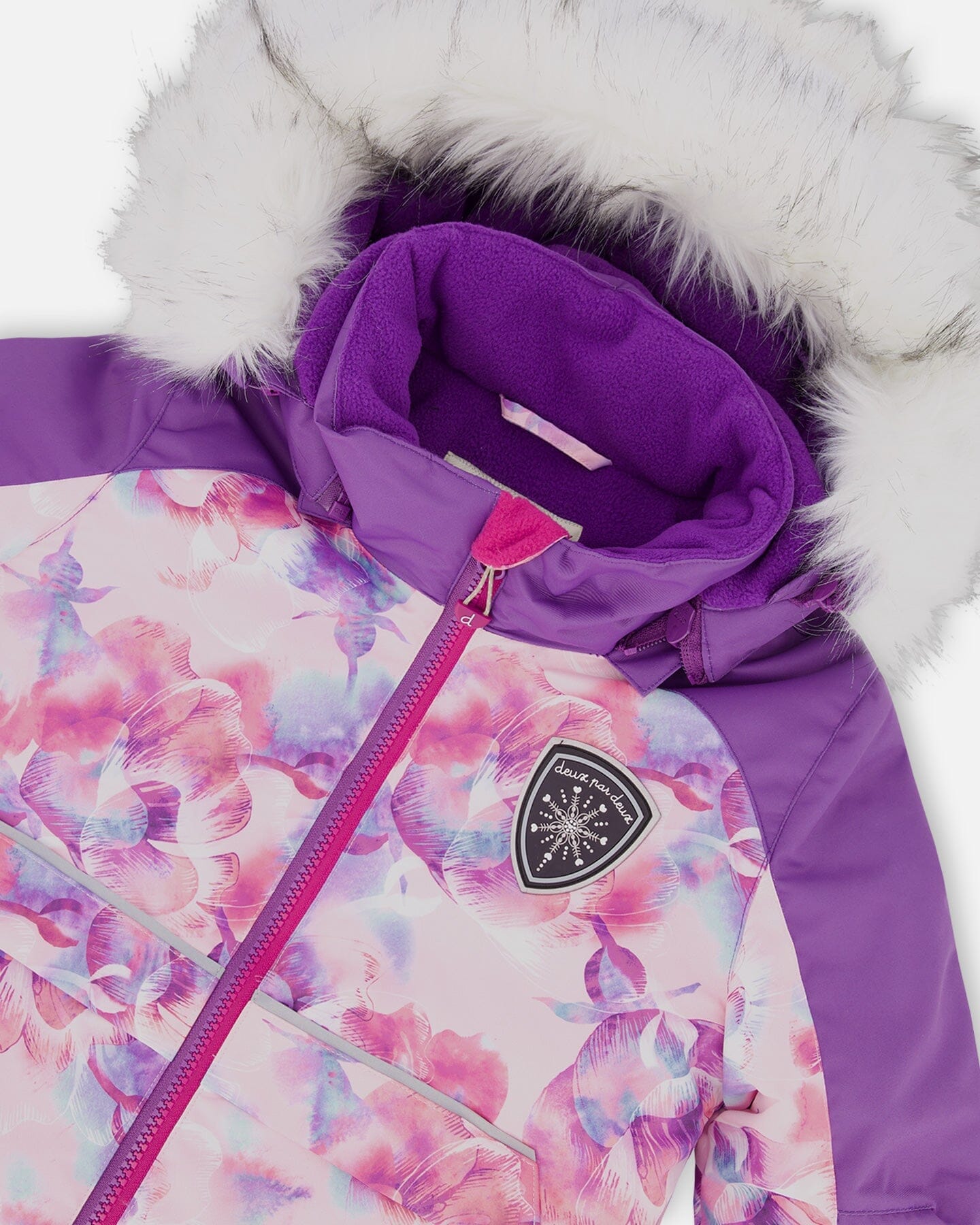 Two Piece Snowsuit Purple With Watercolor Floral Print - F10E802_574