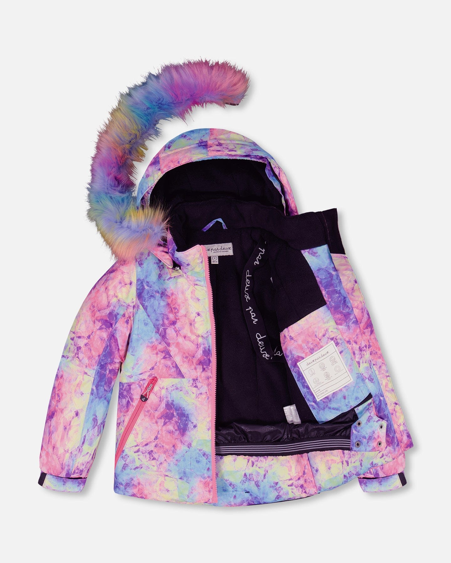 Two Piece Snowsuit Lavender With Frosted Rainbow Print Snowsuits Deux par Deux 