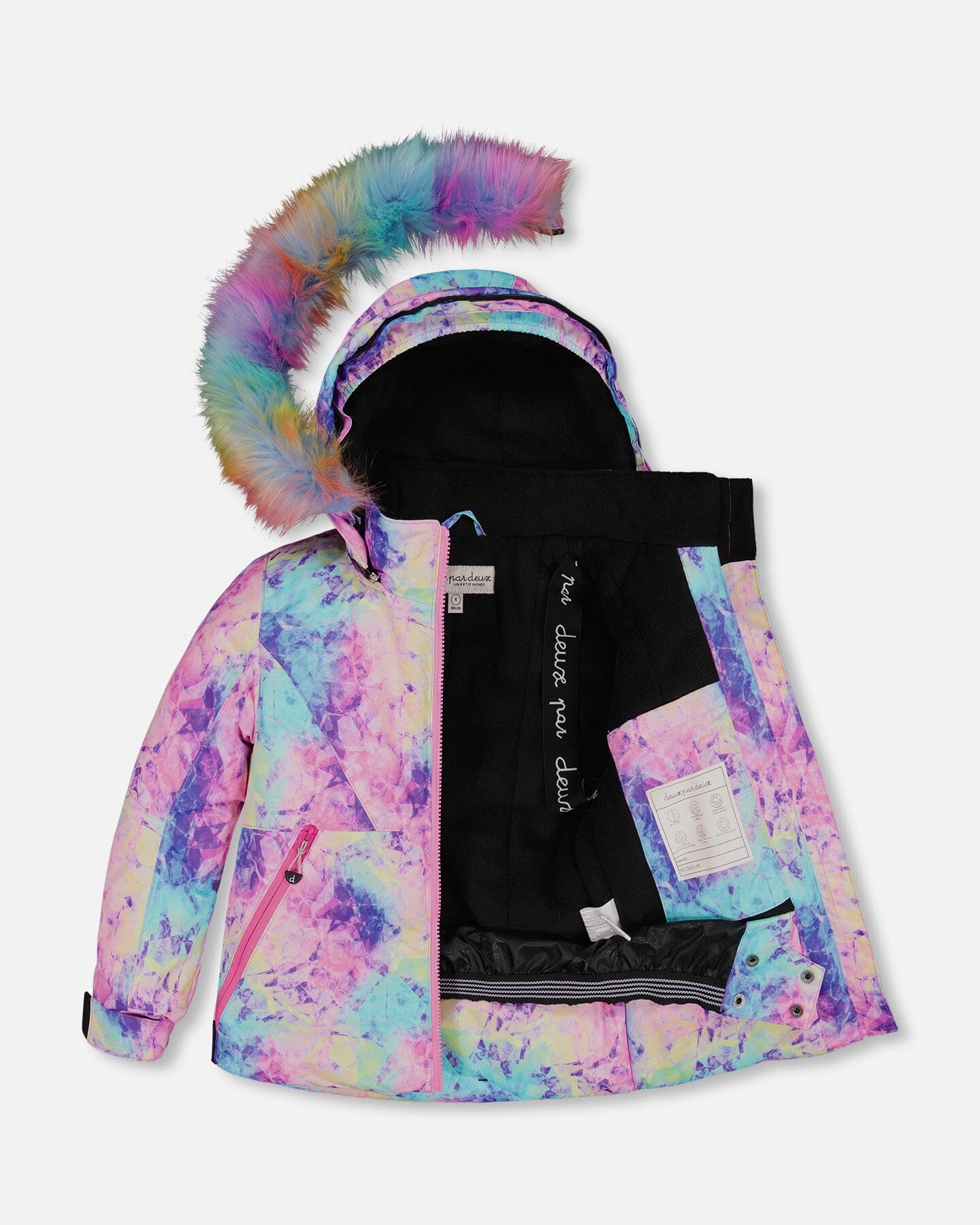 Two Piece Snowsuit Frosted Rainbow Print With Black Pant Deux