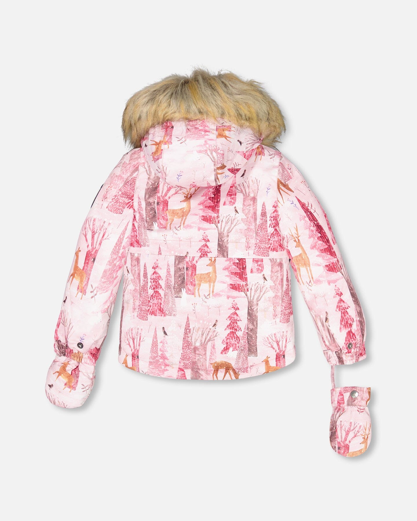 Two Piece Baby Snowsuit Fuchsia With Snowy Forest Print Snowsuits Deux par Deux 