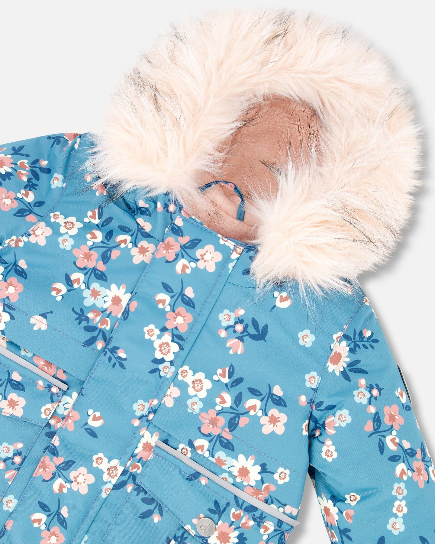 Two Piece Baby Snowsuit Ancient Rose With Spring Flower Print Snowsuits Deux par Deux 