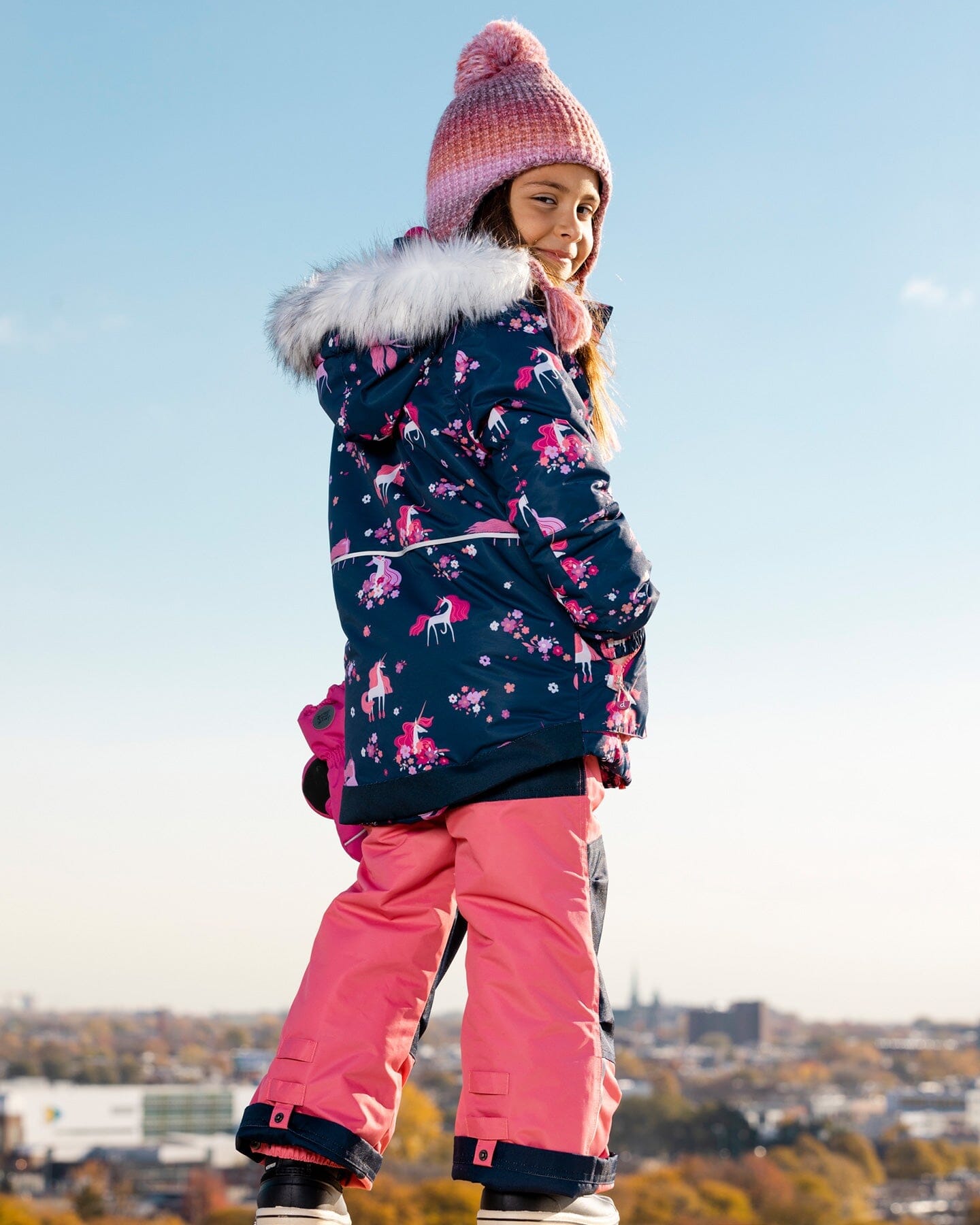 Two Piece Snowsuit Rose With Unicorns In The Wind Print - F10K805_670