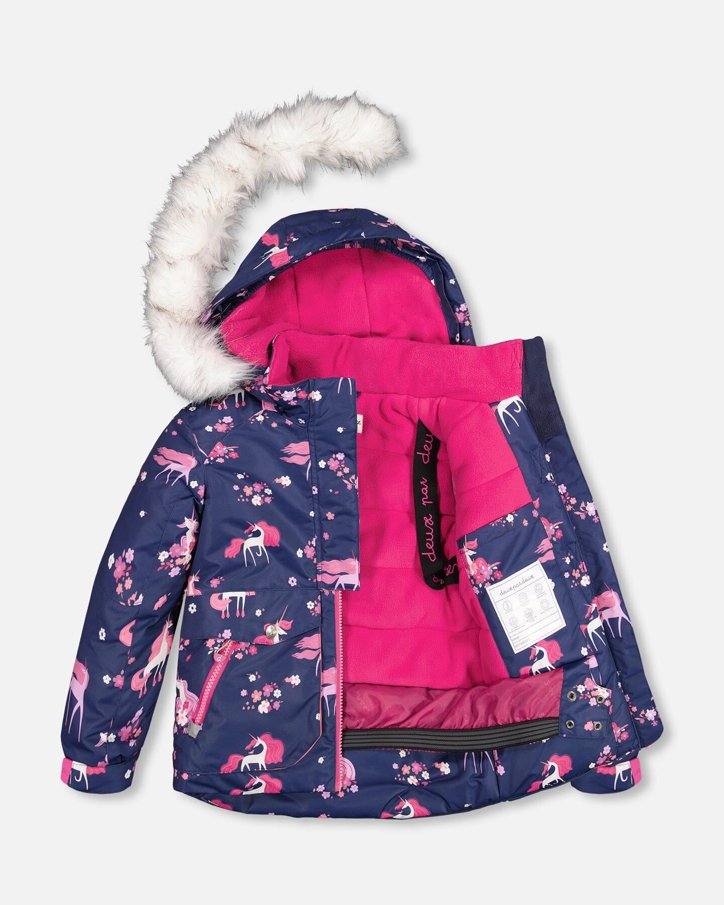 Two Piece Snowsuit Rose With Unicorns In The Wind Print - F10K805_670