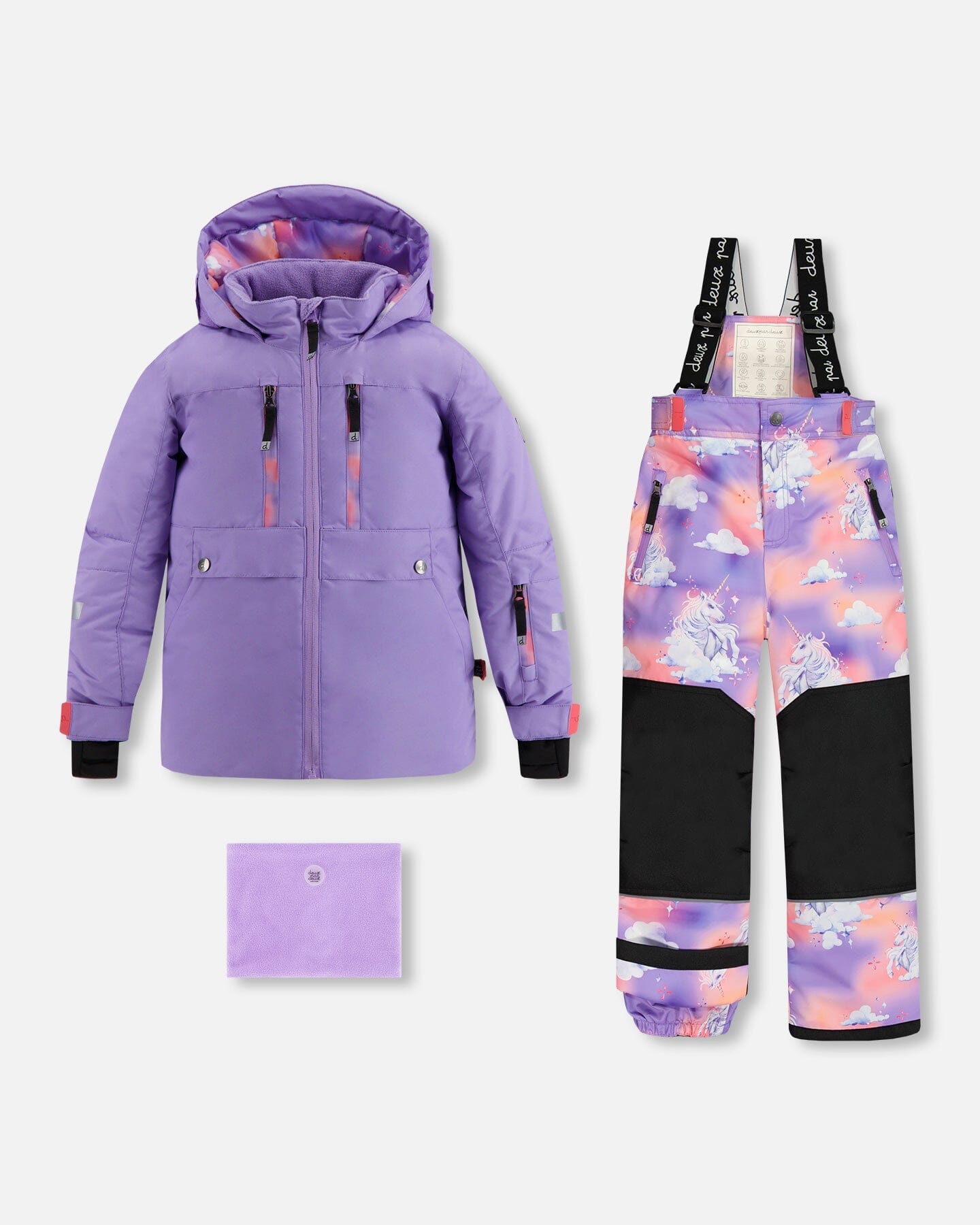 Teknik Two Piece Snowsuit Lavender With Unicorns In The Clouds Print ...